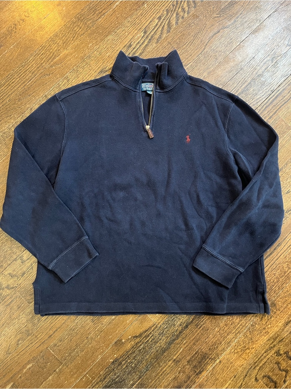 Polo Ralph Lauren Navy Quarter-Zip Sweater Size XL with Red Pony